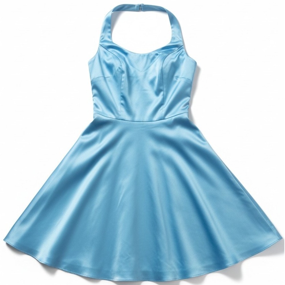 NWT DaVinci Women's Sz 10 Turquoise Satin Formal Dress Prom Wedding Party Halter